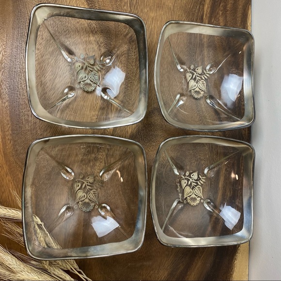 Set of Georges Briard Sterling Silver Overlay Glass Bowls - Picture 2 of 16